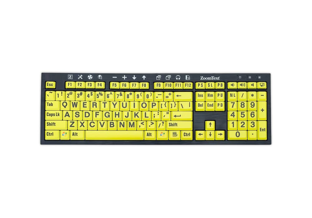 ZoomText Azerty toetsenbord voor slechtziende computergebruikers geel